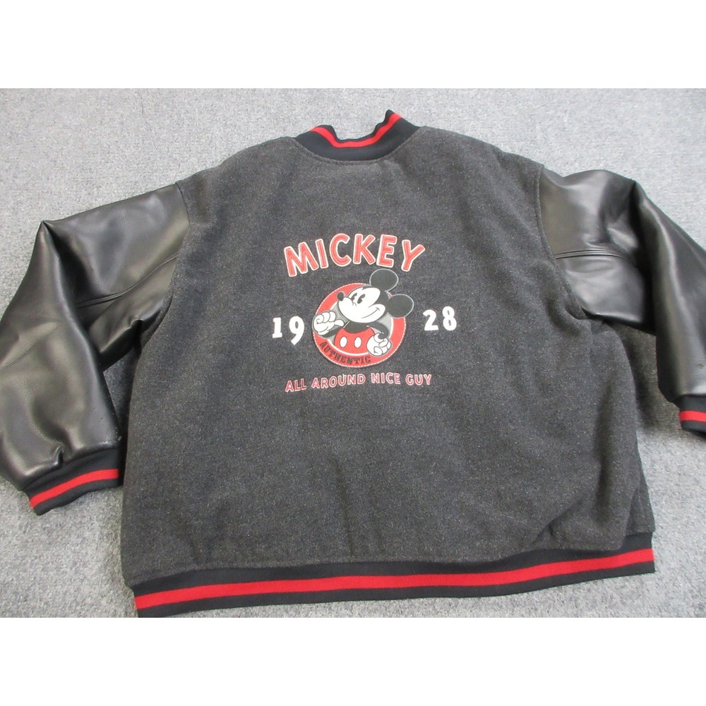 VTG Disney Store Mickey Mouse Jacket Mens XL Gray Varsity Wool Blend Letterman